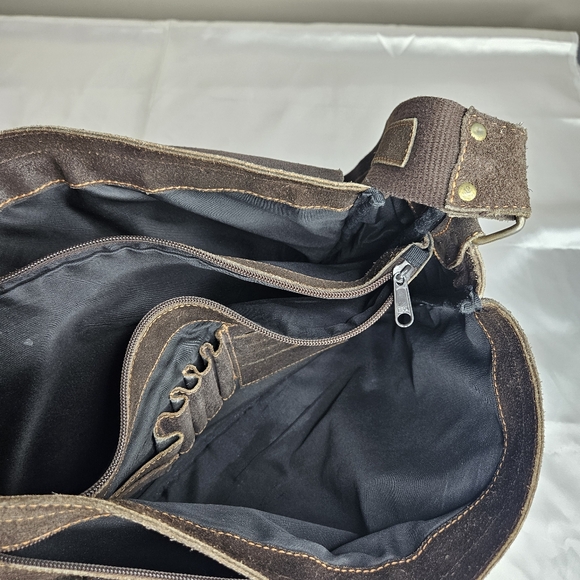 David King Distressed Leather Large Full Flap Messenger Bag Mailbag 16×11 Brown - Picture 7 of 14